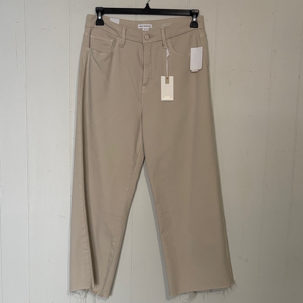 Y2K Good American Light Tan Wide-Leg Jeans